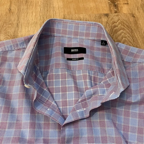 Hugo Boss | Sharp fit blue/purple plaid shirt - Picture 4 of 12